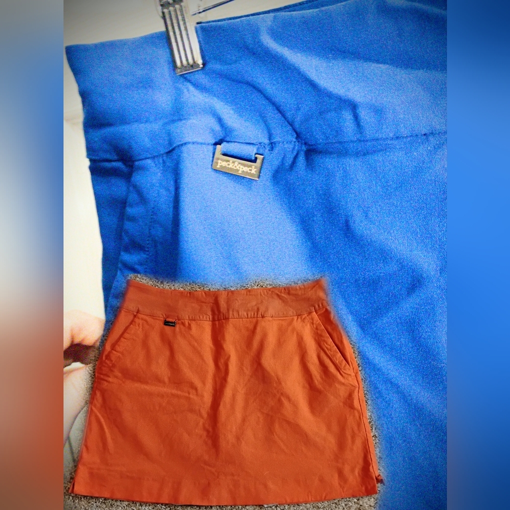 Bundle of 2! Peck & Peck Skort Skirts Sz 16, 1 Blue / 1 Orange Tennis Golf